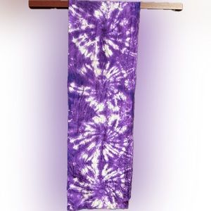 VINTAGE TIE-DYE PURPLE SCARF FINE 100% SILK HANDMADE CHINESE 26” X 9” LUXURIOUS!